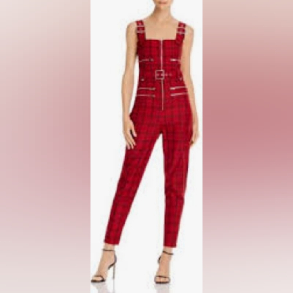 WeWoreWhat Red Plaid Jumpsuit